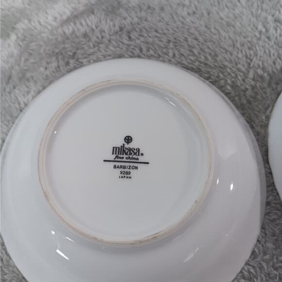 4 MIKASA Barbizon 5 1/2" Fruit Sauce Dessert Bowls Blue Flowers Gray Leaves - Picture 7 of 8